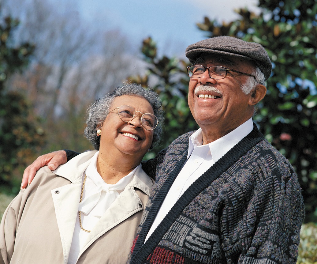 senior couple happy outside