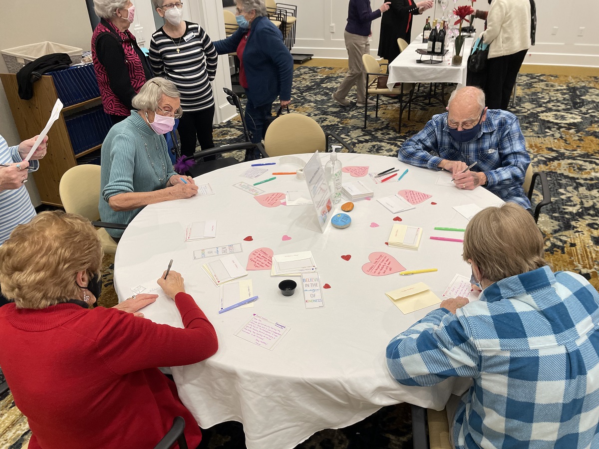 Senior residents fill out Valentine's at Heart Health Fair